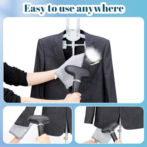 Garment Steamer Rack & Garment Ironing Glove for Steaming Clothes, Adjustable StandingGarment Hanger Handled Mini Ironing Board, Hanging Steamer Ironing Accessories for Clothes, Grey - color: Grey