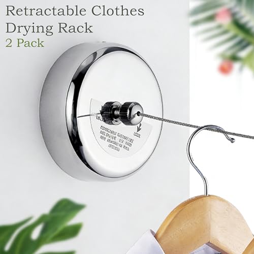 2-Pack Retractable Clothesline, Outdoor Laundry Drying Line