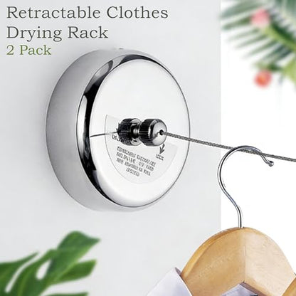 2-Pack Retractable Clothesline, Outdoor Laundry Drying Line
