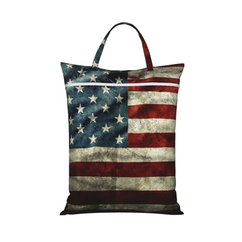 American Flag Vintage Travel Laundry Bags Cloth Diaper Wet Bags Handle Washable Dirty Clothes Bags Wet Dry Bag Suitcase Gym Swimming Pool College Dorm Wet Bag - color: 1 PC33, size: One Size