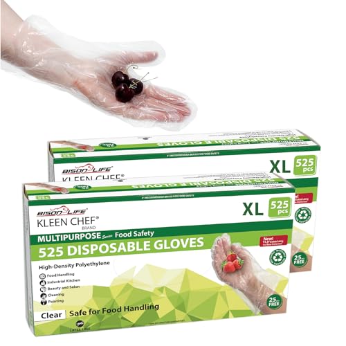 KLEEN CHEF Disposable Food Service & Handling Long Cuff Clear Poly Gloves - style: X-large
