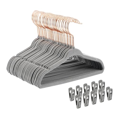 Tonswachic Velvet Baby Hangers 30 Pack - 11 Inch Non-Slip Kids Hanger for Newborn Clothes - Small Toddler Child Hangers Durable for Every Use - 10 Hanger Clips Included, Gray - color: Gray, size: 30 Pack