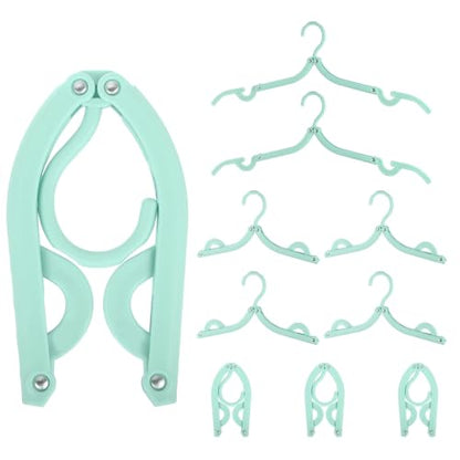 uxcell 10 Pcs Portable Travel Hangers, Plastic Foldable Hangers Cruise Essentials Clothes Drying Rack for Camping Flying Suitcase Travel Accessories Road Trip Hotel, Green - color: Green