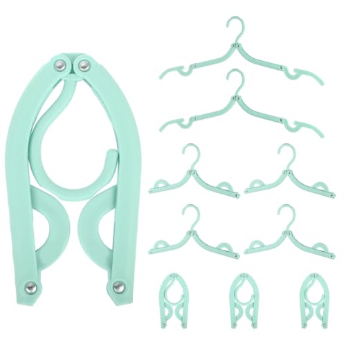 uxcell 10 Pcs Portable Travel Hangers, Plastic Foldable Hangers Cruise Essentials Clothes Drying Rack for Camping Flying Suitcase Travel Accessories Road Trip Hotel, Green - color: Green