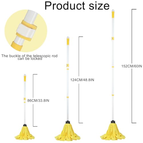 Microfiber Cloth Mop for Floor Cleaning, One Dust String Mop Long Handle with 3 Head Replacement