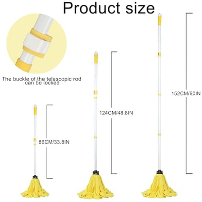 Microfiber Cloth Mop for Floor Cleaning, One Dust String Mop Long Handle with 3 Head Replacement