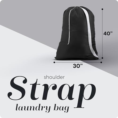 Handy Laundry Bag with Shoulder Strap 30"x40" 2-Pack, Heavy Duty, Black - color: Black, size: 2-Pack