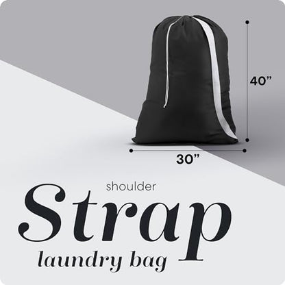 Handy Laundry Bag with Shoulder Strap 30"x40" 2-Pack, Heavy Duty, Black - color: Black, size: 2-Pack