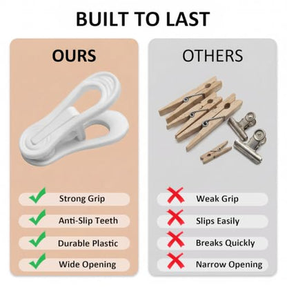 30 Pack Plastic Hanger Clips, White Heavy Duty Clothes Clips for Pants, Skirts & Baby Clothes, Anti-Slip Laundry Clips for Drying