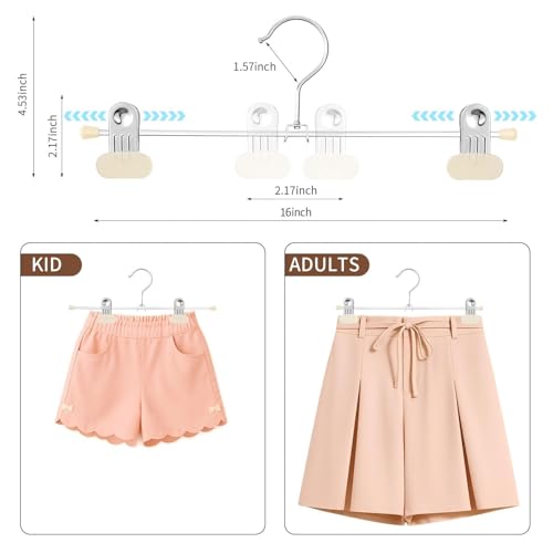 16 Inch Extra Wide Pants Skirt Hangers with Clips, Beige, 20 Pack - color: Ivory, size: 16Inch