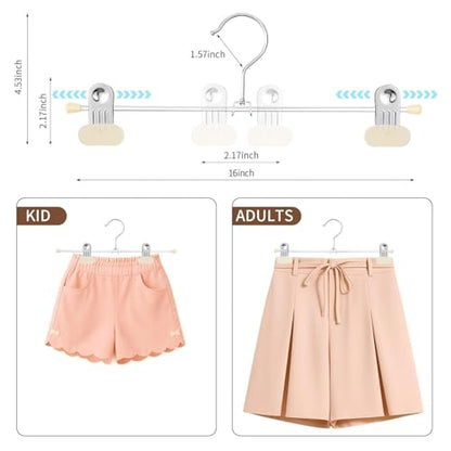 16 Inch Extra Wide Pants Skirt Hangers with Clips, Beige, 20 Pack - color: Ivory, size: 16Inch