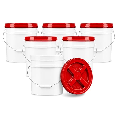 ePackageSupply 3.5 Gallon Bucket, Food-Grade w/Lid, BPA-Free, Red,6 Packs - color: Red, size: 6 Packs