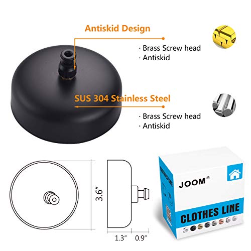 JOOM Retractable Clothesline,9.2 FT Wall-Mounted Laundry Drying Line, Black - color: Black