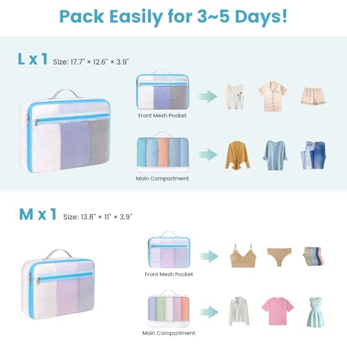 Cambond Mesh Packing Cubes for Travel Women - Lightweight Travel Bags Luggage Packing Organizer Travel Cubes for Suitcase with Handle - style: 2 Set (1L+1M)