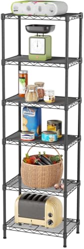 SINGAYE Metal Shelves Wire Shelving Storage Standing Adjustable Shelf Unit - color: Black, size: 6 Tier 10" D x 16" W x 63" H