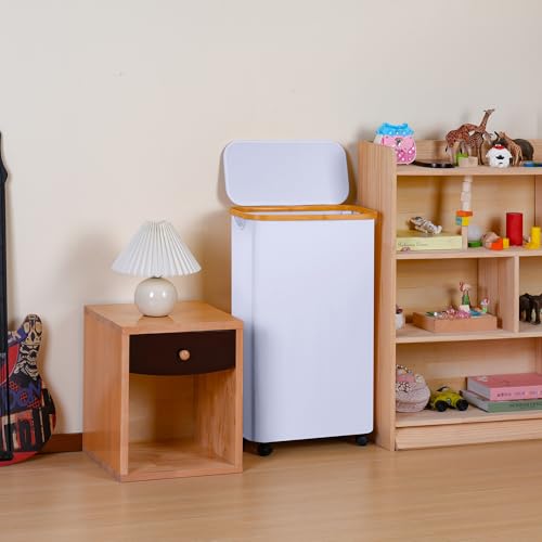 Slim Laundry Basket with Wheels,Narrow Hampers for Laundry(60L White) - color: White, size: 60L with Wheels