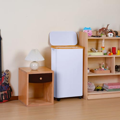 Slim Laundry Basket with Wheels,Narrow Hampers for Laundry(60L White) - color: White, size: 60L with Wheels