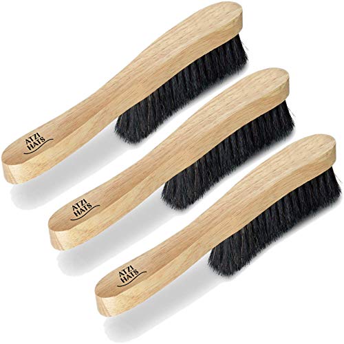 Fedora Hat Brush Lint Remover Duster Brushes for Felt Hats 100% Horse Hair (Black) Wood Brush - color: 3 Pack