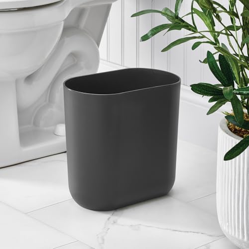 iDesign Small Slim Plastic Bathroom Trash Can, Gray - color: Charcoal, style: Pack of 1