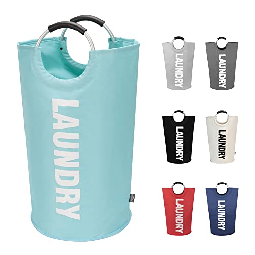 DOKEHOM 90L Large Laundry Basket Bag, Collapsible Tall Hamper, Light Blue - color: Light Blue, size: 90L