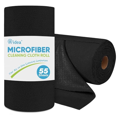 AIDEA Microfiber Cleaning Cloth Roll 55 Sheets, Cleaning Rags Black 11×9" - color: Black, size: 55 Count (Pack of 1)