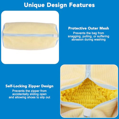 Dntorx 2 PCS Shoe Washing Machine Bags for Washer and Dryer with Outer Mesh - color: Yellow+Blue (with Outer Mesh)