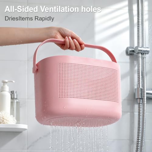 Plastic Portable Shower Caddy Basket, Storage Organizer with Handle, Pink - color: Pink, size: 1 Pack