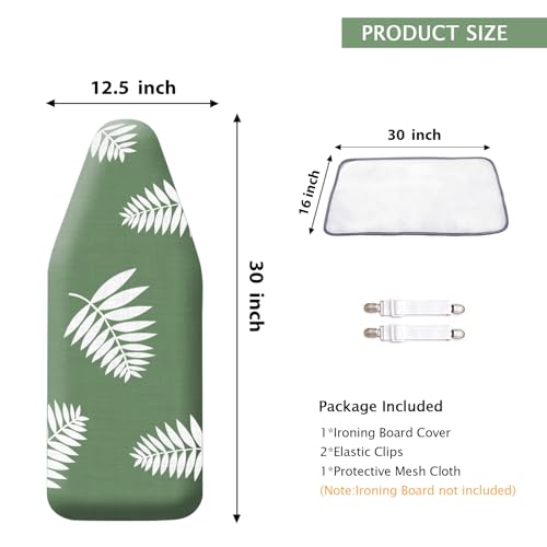 SheeChung 12.5"x32" Small Ironing Board Cover and Pad,Mini Iron Board Cover - color: Green+leaf, size: 32"L x 12.5"W
