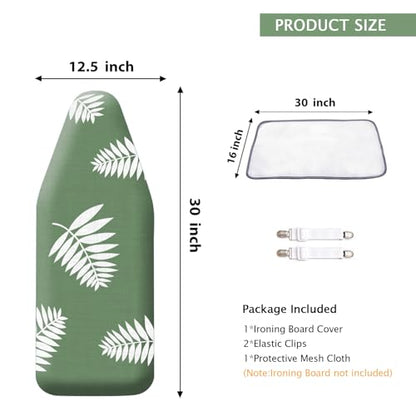 SheeChung 12.5"x32" Small Ironing Board Cover and Pad,Mini Iron Board Cover - color: Green+leaf, size: 32"L x 12.5"W