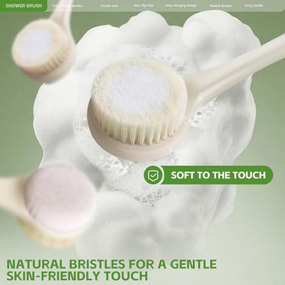 Back Scrubber for Shower, Long Handle Dual-Sided Brush, Light Yellow - color: Light Yellow