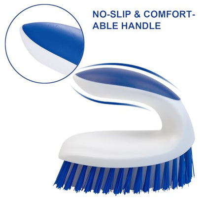 CELOX Stiff Bristle Brush for Cleaning, Hard Bristle Brush for Carpet Cleaning, Blue - color: Blue White Handle , Blue White Brush Head