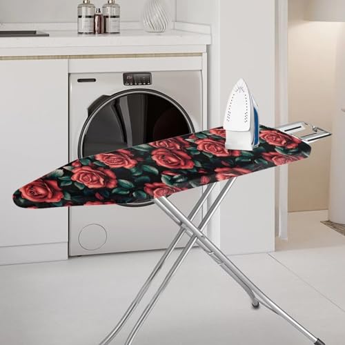 Red Rose Iron Board Cover Stretch Dust Covers Standard Size Ironing Board Cover with Elastic Edges Home Decoration Table Top Ironing Board Cover and Pad 15x54 - color: Red Rose