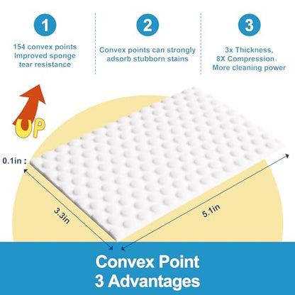 52 PCS Magic Sponge Eraser Sheets,Upgrade Convex Point Melamine Sheets，Disposable Portable Magic Cleaning Eraser Thin Wipes for Kitchenware Bathroom Shoe Sink Car Interiors Hard-to-Reach Places - size: 52 PCS