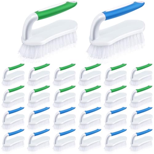 Lallisa 24 Pcs Scrub Brush Bulk for Cleaning with Handle, Green Blue - color: Green Blue
