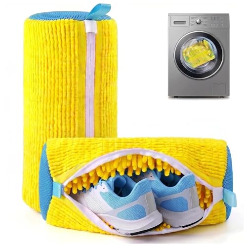 Shoe Laundry Bag for Washing Machine 2-Pack Thick Mesh Shoe Bag (Yellow) - color: Yellow