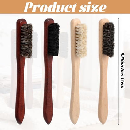 4 Pcs Wood Laundry Stain Brush Set Stain Remover Brushes with Bristles Laundry Accessories Small Cleaning Brush Set for Clothes Furniture Leather