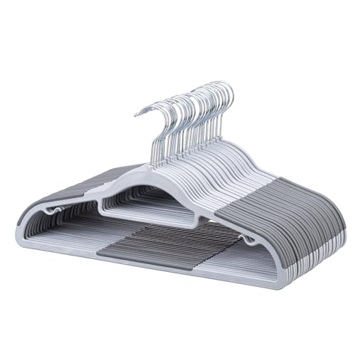 30-Pack Plastic Clothes Hangers, Space Saver, Non Slip, 360° Swivel Hook, 0.2 Inches Slim, Sturdy Heavy Duty Hangers for Coat, Durable Hangers for Suits, Light and Dark Gray - color: Light and Dark Gray, size: 30 pack