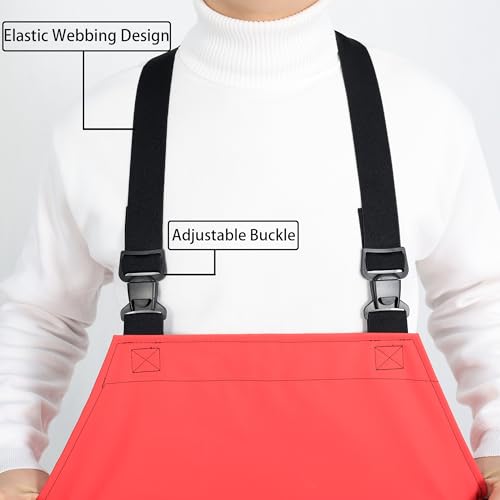 Heavy Duty Waterproof Apron,PVC, Adjustable Cross Strap,Chemical Resistant, for Butchering, Dishwashing, Food Factory - color: Red