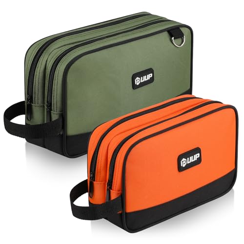 Tool Bag 2-Pack 12" 10", Divider Zipper Pouch, Small Tool Box Organizer - color: Orange/Green 2Pack, size: 12"x7"&10" x 6"