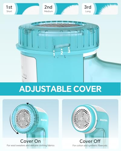 BEAUTURAL Fabric Shaver and Lint Remover, Portable Sweater Defuzzer - color: Tiffany Blue, size: Standard