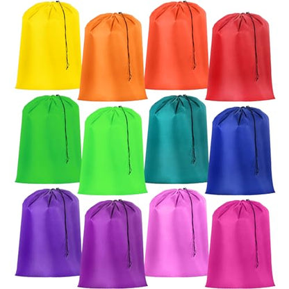 Woanger 12 Pack 28 x 45 Inch Extra Large Laundry Bags Bulk, Bright Colors - color: Bright Colors