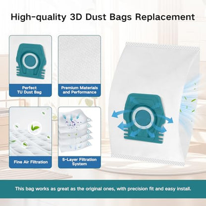 12 Pack TU Dust Bags for Miele Pure Air TU 3D Vacuum Cleaners Bag - size: Air TU-S1/L1 Series Bags 12 Pack