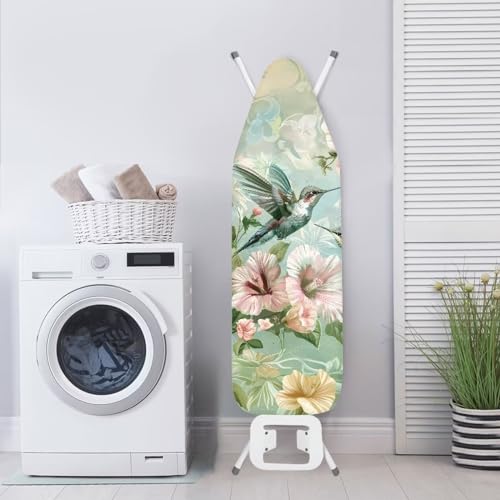 Flower Hummingbird Ironing Board Cover and Pad 15 x 54 Iron Board Protective Ironing Padded Cover Suitable for Standard Ironing Boards Padding Iron Sleeve with Elastic Edge Green - color: Hummingbird Flower 5