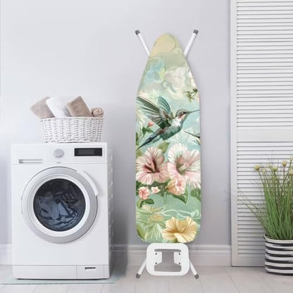 Flower Hummingbird Ironing Board Cover and Pad 15 x 54 Iron Board Protective Ironing Padded Cover Suitable for Standard Ironing Boards Padding Iron Sleeve with Elastic Edge Green - color: Hummingbird Flower 5