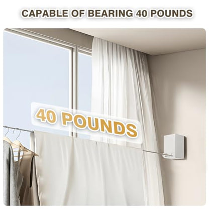 Retractable Clothesline, Clothes Line Retracting Indoor, Retractable Clothesline Indoor, Laundry Line Retractable, Not Sagging, Suitable for Balconies, Courtyards, Laundry Rooms - color: White