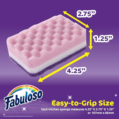 Fabuloso Scratch-Free Kitchen Dish Sponges, Purple, 4 Count - color: Purple, size: 4 Count (Pack of 1)