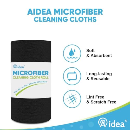 AIDEA Microfiber Cleaning Cloth Roll-50PK, Reusable Paper Towels 11.5×11.5" - color: Black