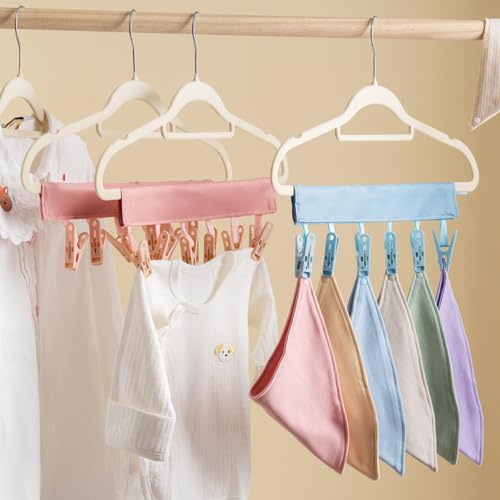 Portable Folding Cloth Hanger with 6 Clips, Compact Clothesline Rack Dryer - color: Blue
