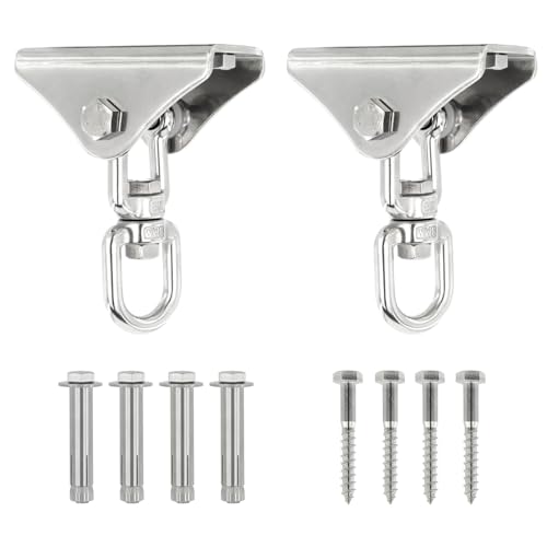 Heavy Duty Swing Hangers for Wooden Sets 2000 LB Capacity 360 Swivel Stainless Steel Swing Hardware 2 Packs for Porch/Playground/Yoga/Heavy Bag - color: 2 Pack, size: Ring