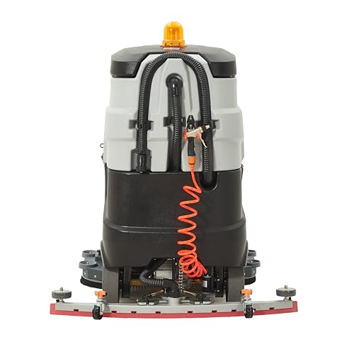 Battery Powered Ride-On Commercial Floor Scrubber Machine, 38" Brush, 48" Squeegee Width, 46 gal Solution Tank, 48 gal Recovery Tank, 5 hr Use 8 hr Charge, 180 RPM, 84,000 Sqft/H, Batteries Included - size: 38"